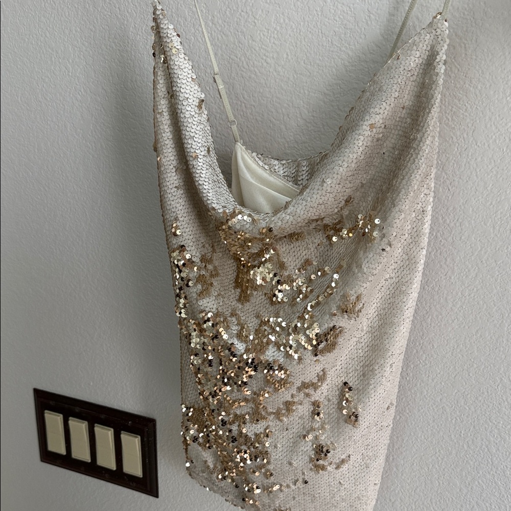 Listicle Champagne Sequin Party Dress